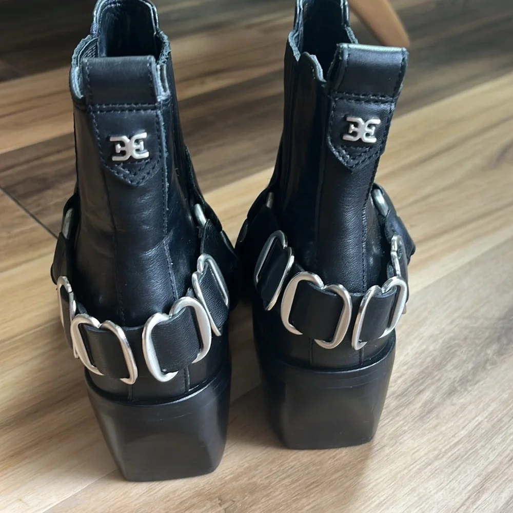 Sam Edelman Bellamie Motorcycle Bootie‎ Black Leather Size 7.5 NWOT